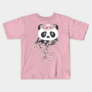 Panda with Sakura branch Kids T-Shirt